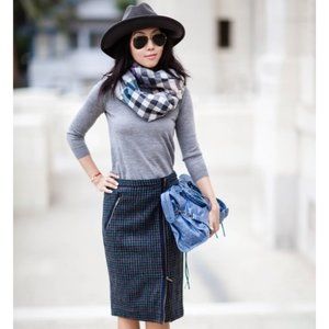 J.Crew Asymmetrical Zip Pencil Skirt - Houndstooth